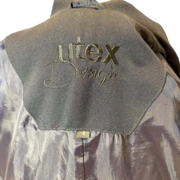 Utex Design Navy Blue Classic Single-Breasted Trench Coat, Size 8 - Picture 3 of 9